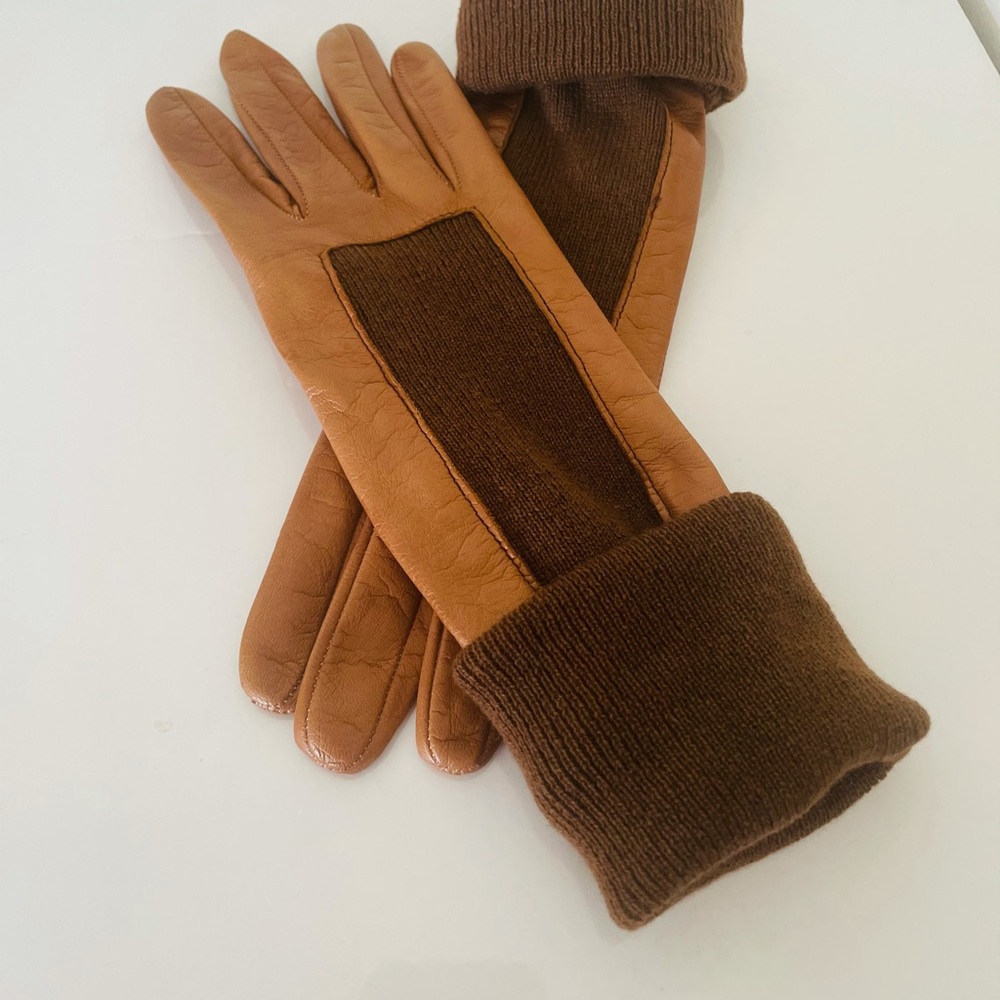 Valentino Gloves Size 7 Tan and Brown Original Box Couture
